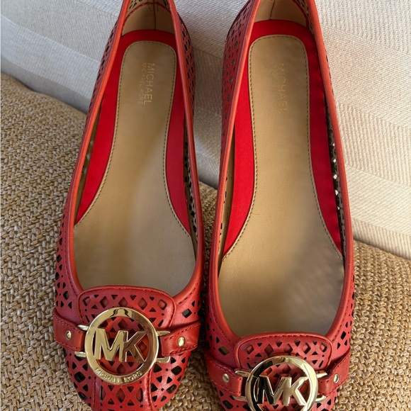 Michael Kors Red Flats with Gold Accents - Picture 6 of 7